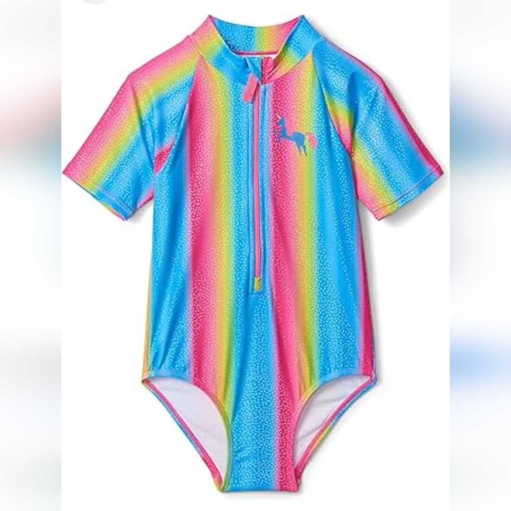 Hatley Girls Unicorn One Piece Rashguard Swimsuit 2T